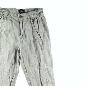 Jones Co‎ Linen Pants Women S Cropped Baggy Beach Beige Resort Travel Pockets